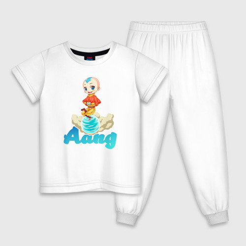 Детская пижама из хлопка с принтом Aang airbender, вид спереди №1