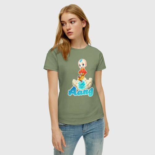Женская футболка хлопок Aang airbender, цвет авокадо - фото 3