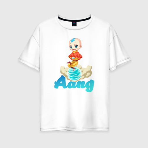 Женская футболка оверсайз из хлопка с принтом Aang airbender, вид спереди №1