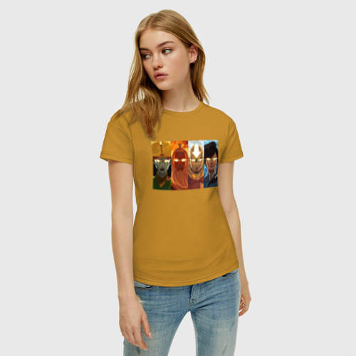 Женская футболка хлопок Avatars, цвет горчичный - фото 3