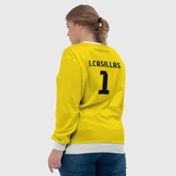 Свитшот с принтом Iker Casillas для женщины, вид на модели сзади №3. Цвет основы: белый