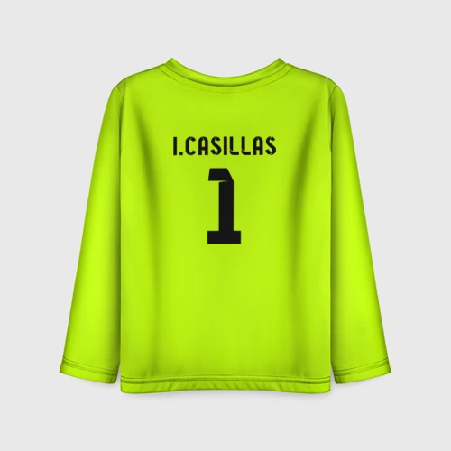 Детский лонгслив 3D с принтом Iker Casillas, вид сзади #1