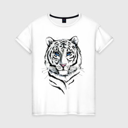Белый тигр – Женская футболка хлопок с принтом купить со скидкой в -20%