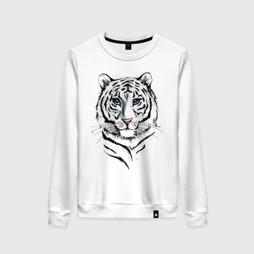 Женский свитшот хлопок Белый тигр, цвет белый