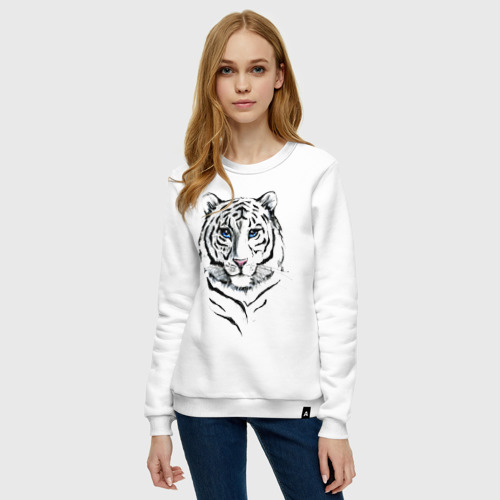 Женский свитшот хлопок Белый тигр, цвет белый - фото 3