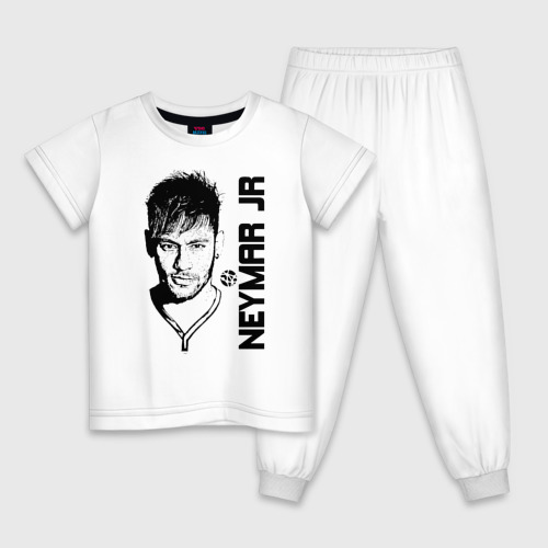 Детская пижама хлопок Neymar Jr черный портрет, цвет белый
