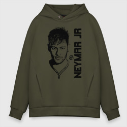 Мужское худи Oversize хлопок Neymar Jr черный портрет