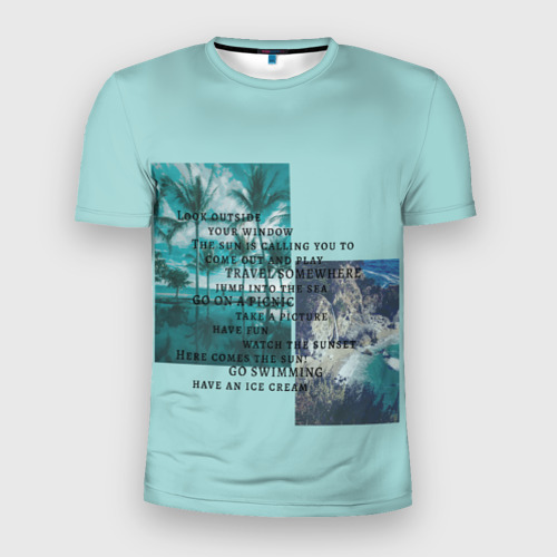 Мужская футболка 3D Slim с принтом Море, вид спереди #2