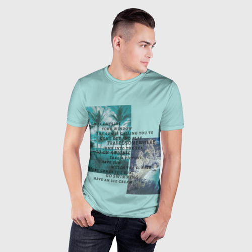 Мужская футболка 3D Slim с принтом Море, фото на моделе #1