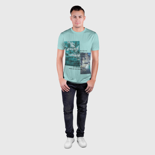Мужская футболка 3D Slim с принтом Море, вид сбоку #3