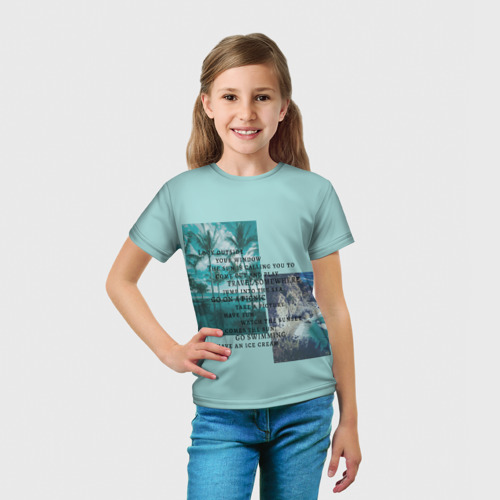 Детская футболка 3D с принтом Море, вид сбоку #3