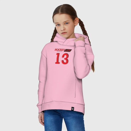 Детское худи Oversize хлопок Hockey life / Number series, цвет светло-розовый - фото 3