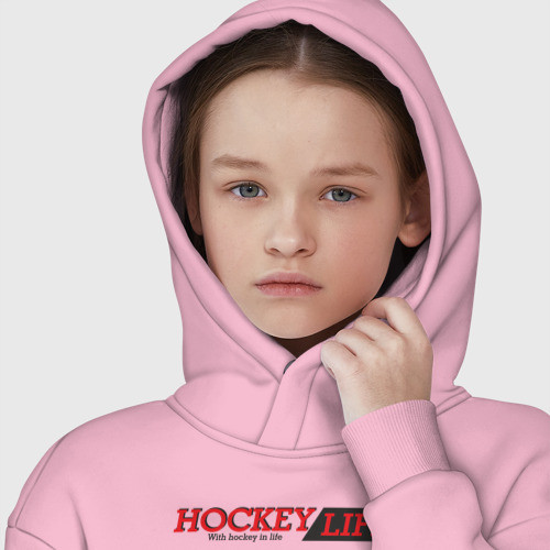 Детское худи Oversize хлопок Hockey life / Number series, цвет светло-розовый - фото 6