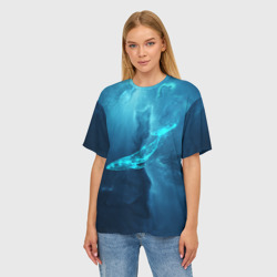 Женская футболка oversize 3D Звездный кит star whale - фото 2