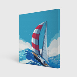 Холст квадратный Парусник В море sailboat