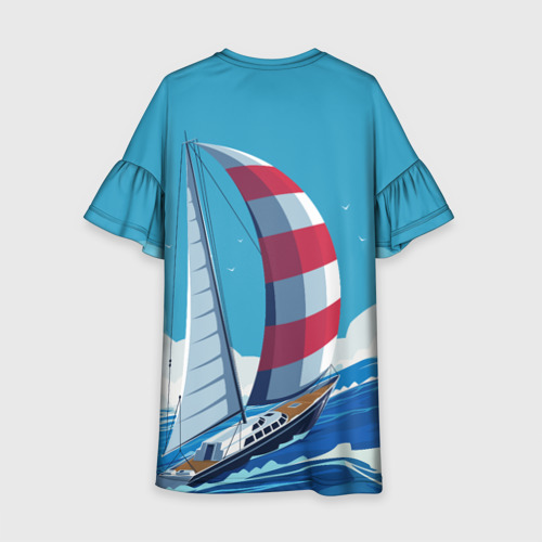 Детское платье 3D Парусник В море sailboat, цвет 3D печать - фото 2