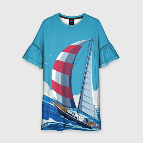 Детское платье 3D Парусник В море sailboat