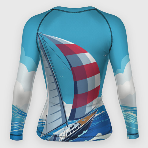 Женский рашгард 3D Парусник В море sailboat, цвет 3D печать - фото 2