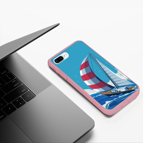 Чехол для iPhone 7Plus/8 Plus матовый Парусник В море sailboat, цвет баблгам - фото 5
