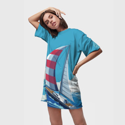 Платье-футболка 3D Парусник В море sailboat - фото 2