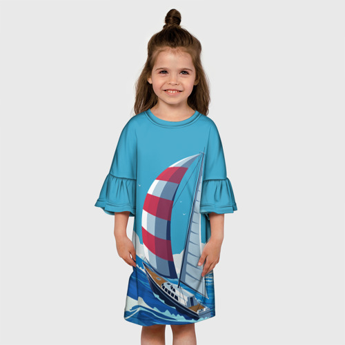 Детское платье 3D Парусник В море sailboat, цвет 3D печать - фото 4