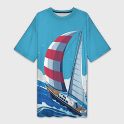 Платье-футболка 3D Парусник В море sailboat