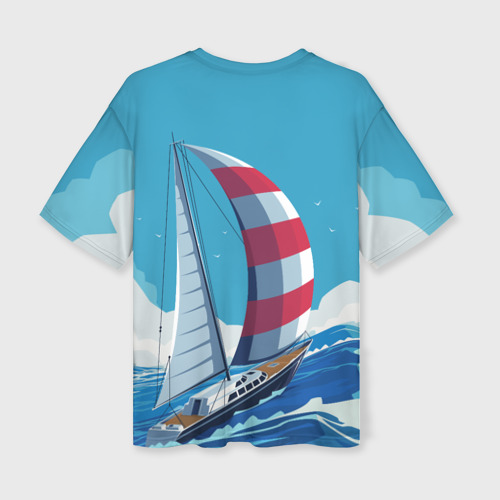 Женская футболка oversize 3D Парусник В море sailboat, цвет 3D печать - фото 2