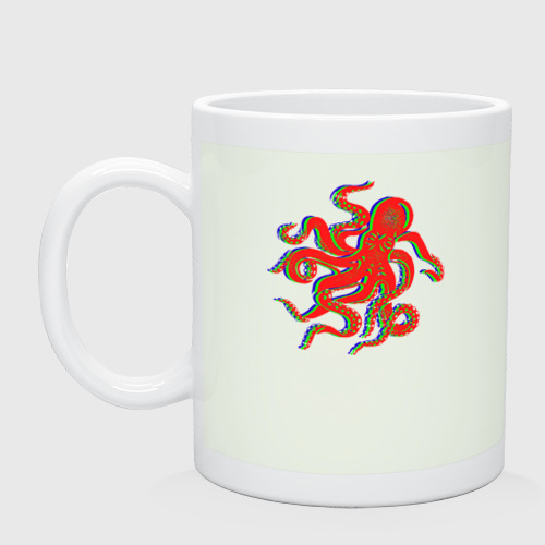 Кружка керамическая с принтом Осьминог Глитч Glitch Octopus, вид спереди #2