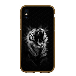 Чехол для iPhone XS Max матовый Тигр рычит Tiger realistic