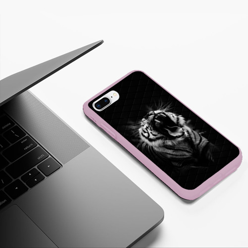 Чехол для iPhone 7Plus/8 Plus матовый Тигр рычит Tiger realistic, цвет розовый - фото 5