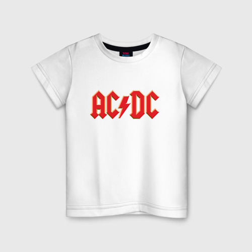 Детская футболка из хлопка с принтом AC/DC, вид спереди №1