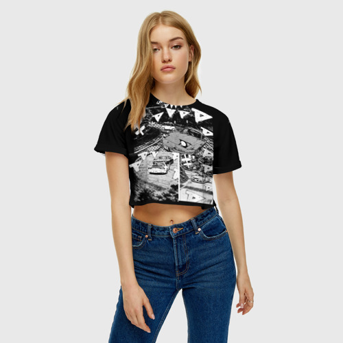 Женская футболка Crop-top 3D Initial d, цвет 3D печать - фото 3