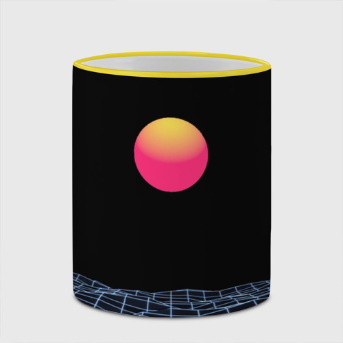 Кружка с полной запечаткой Цифровой восход, цвет Кант желтый - фото 4