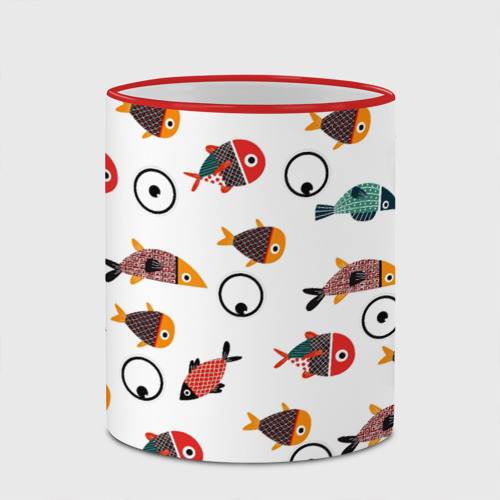Кружка с полной запечаткой Цветные рыбки, цвет Кант красный - фото 4