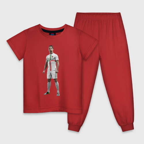 Детская пижама хлопок Роналду футбол, цвет красный
