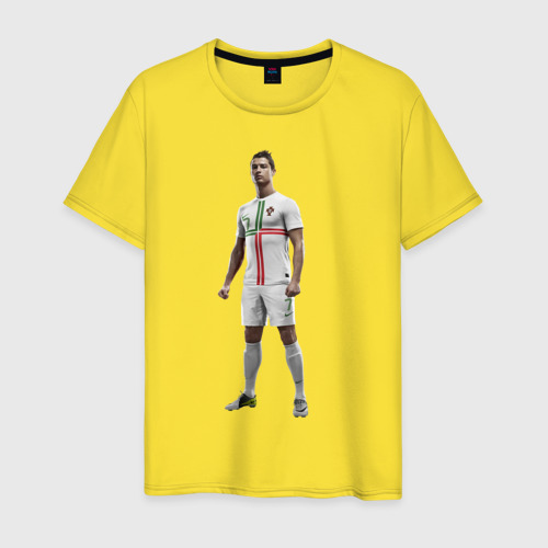 Мужская футболка хлопок Роналду футбол, цвет желтый
