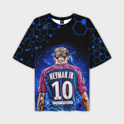 Мужская футболка oversize 3D Неймар Neymar JR неон