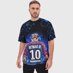Мужская футболка oversize 3D Неймар Neymar JR неон - фото 2