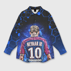 Мужская рубашка oversize 3D Неймар Neymar JR неон