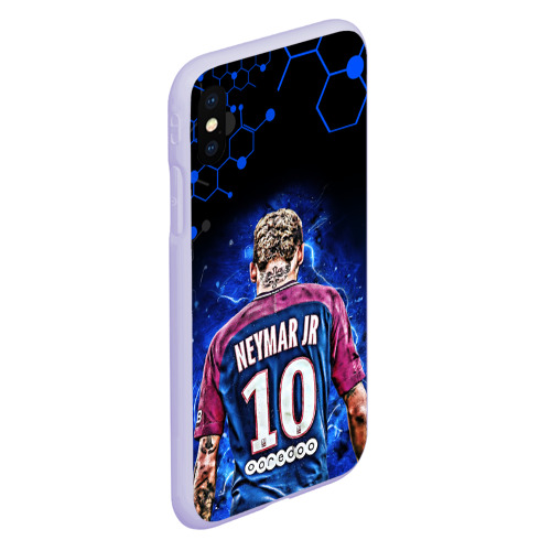 Чехол для iPhone XS Max матовый Неймар Neymar JR неон, цвет светло-сиреневый - фото 3