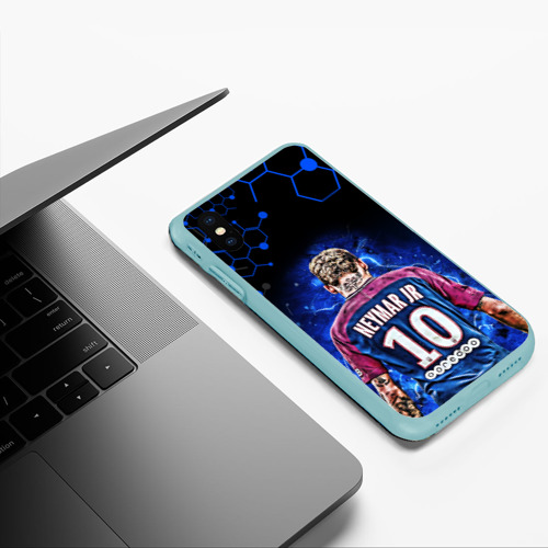 Чехол для iPhone XS Max матовый Неймар Neymar JR неон, цвет мятный - фото 5