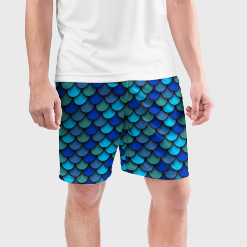 Мужские шорты спортивные Чешуя рыбы, цвет 3D печать - фото 3