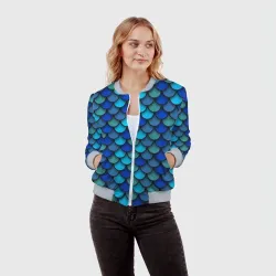 Женский бомбер 3D Чешуя рыбы - фото 2