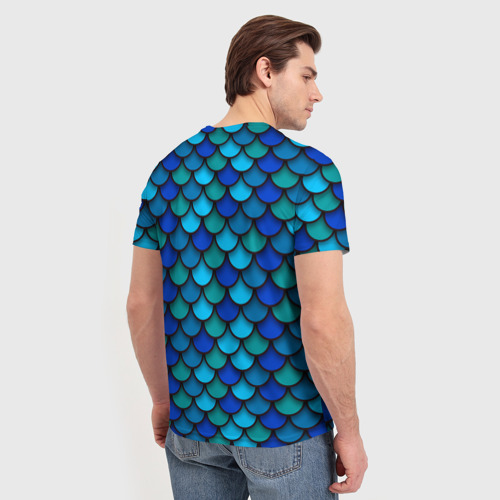 Мужская футболка 3D с принтом Чешуя рыбы, вид сзади #2