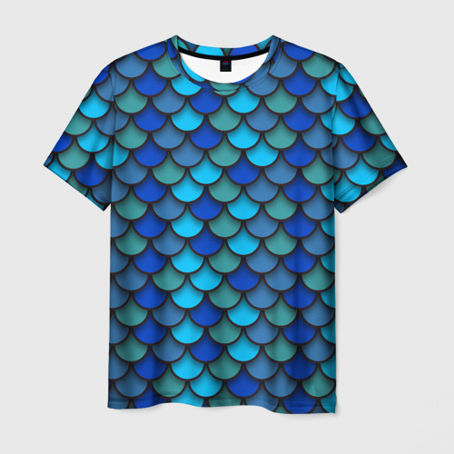 Мужская футболка 3D с принтом Чешуя рыбы, вид спереди #2