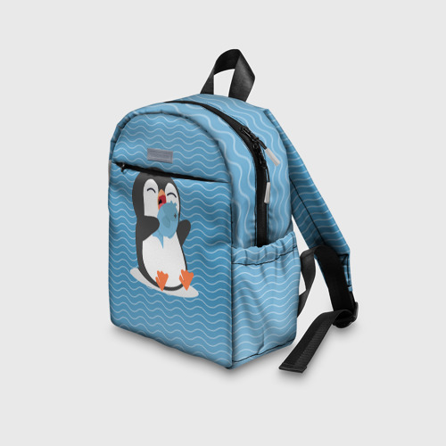 Детский рюкзак 3D с принтом Пингвин, вид сбоку #3