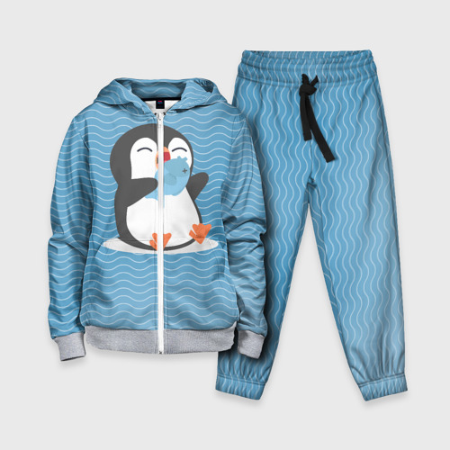 Детский 3D костюм с принтом Пингвин, вид спереди #2