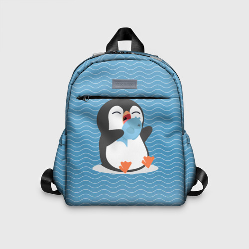 Детский рюкзак 3D с принтом Пингвин, вид спереди #2