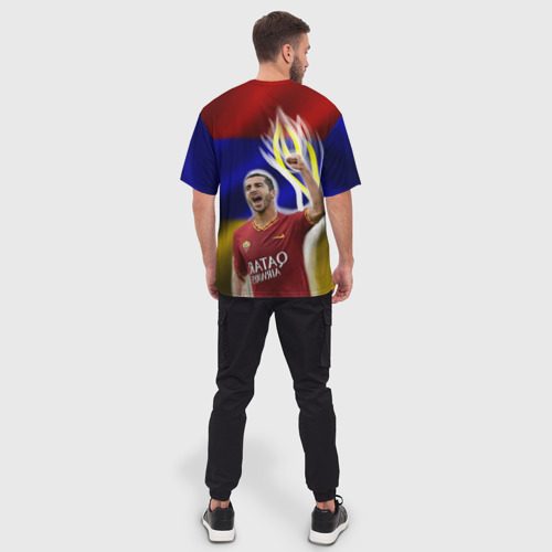 Мужская футболка oversize 3D Генрих Мхитарян - огненный кулак, цвет 3D печать - фото 4