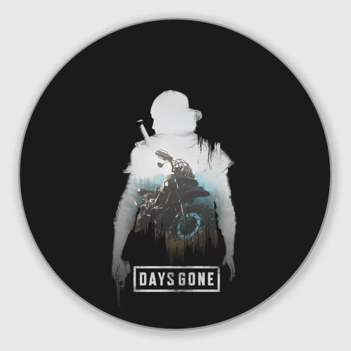 Круглый коврик для мышки Days gone силуэт Дикона